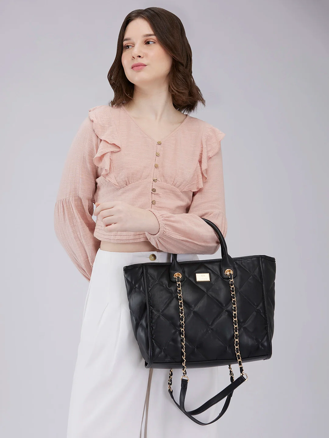 Caprese Ziva Large Black Tote Bag - Image 2