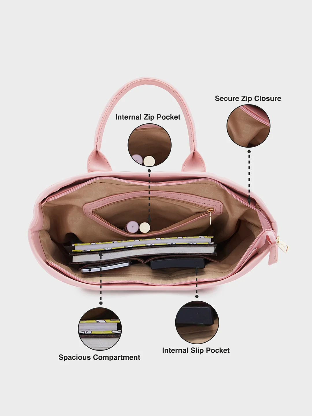 Caprese Ziva Large Blush Tote Bag - Image 7