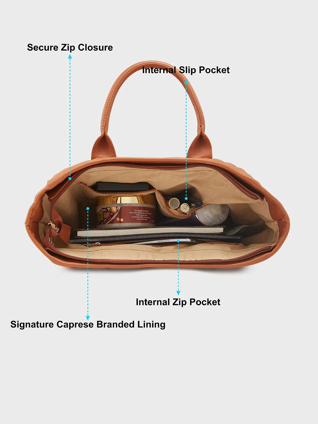 Caprese Ziva Large Tan Tote Bag - Image 8