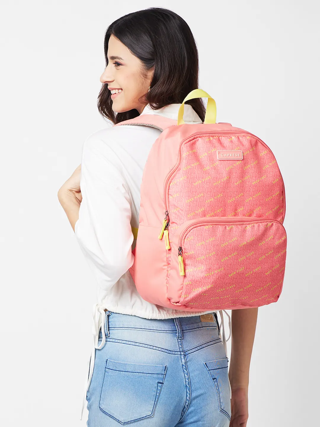Caprese Zoe Large Peach Backpack - Image 12