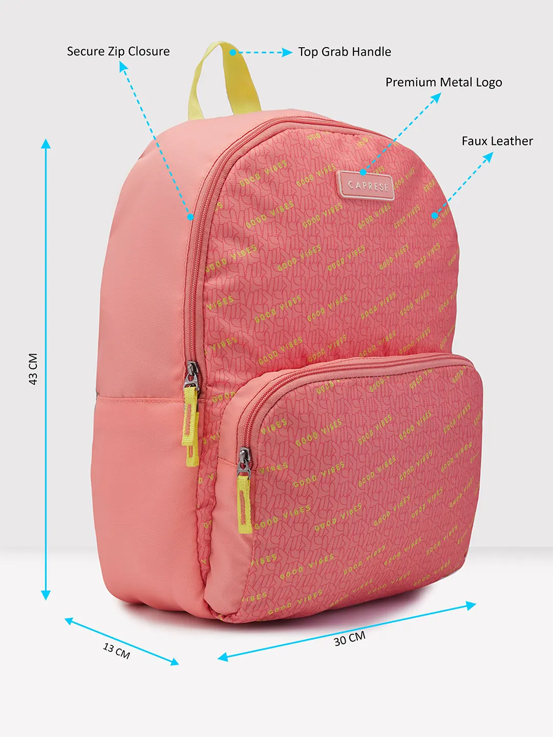 Caprese Zoe Large Peach Backpack - Image 7