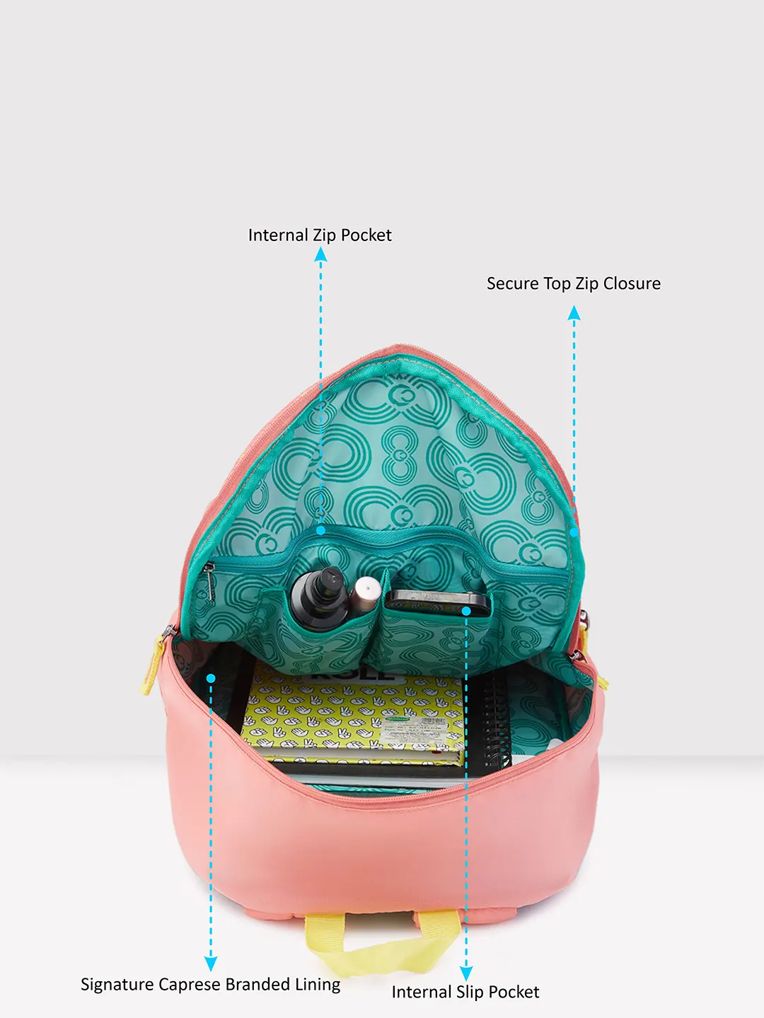 Caprese Zoe Large Peach Backpack - Image 8