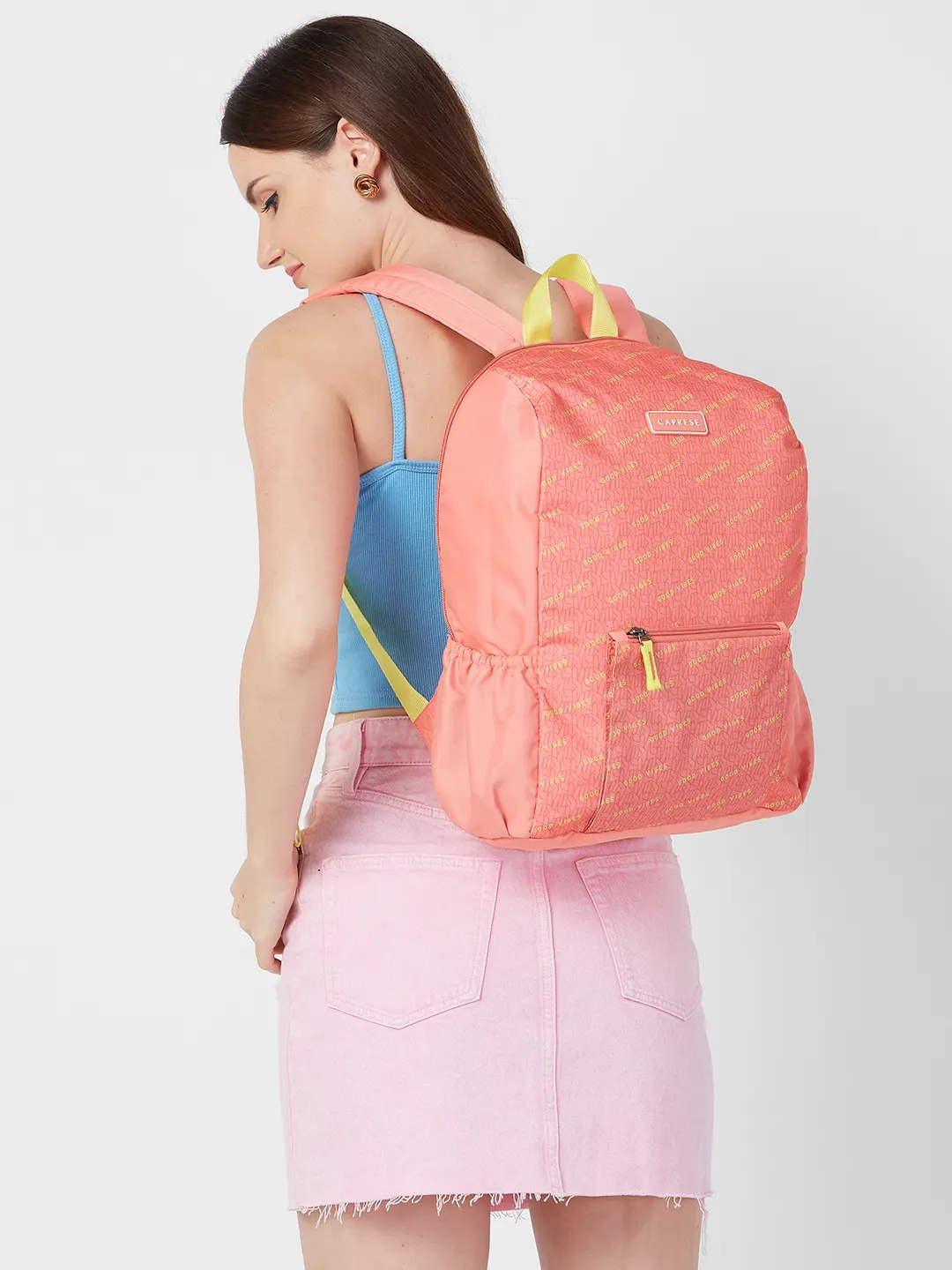 Caprese Zoe Large Peach Laptop Backpack - Image 11