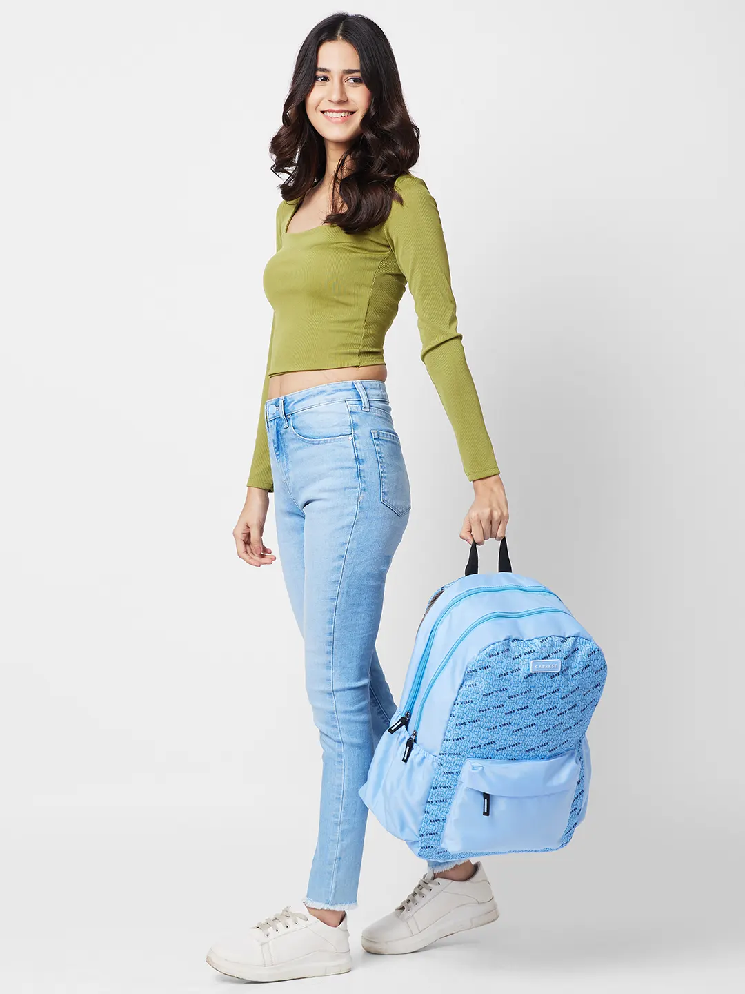 Caprese Zoe X Large Light Blue Laptop Backpack - Image 12