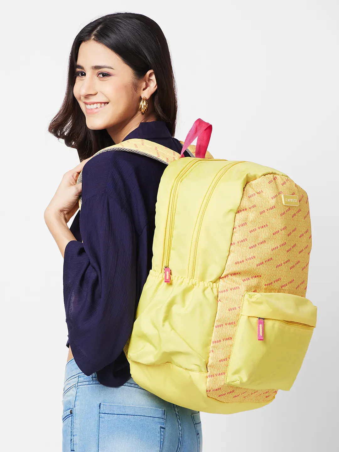 Caprese Zoe X-Large Yellow Laptop Backpack - Image 11