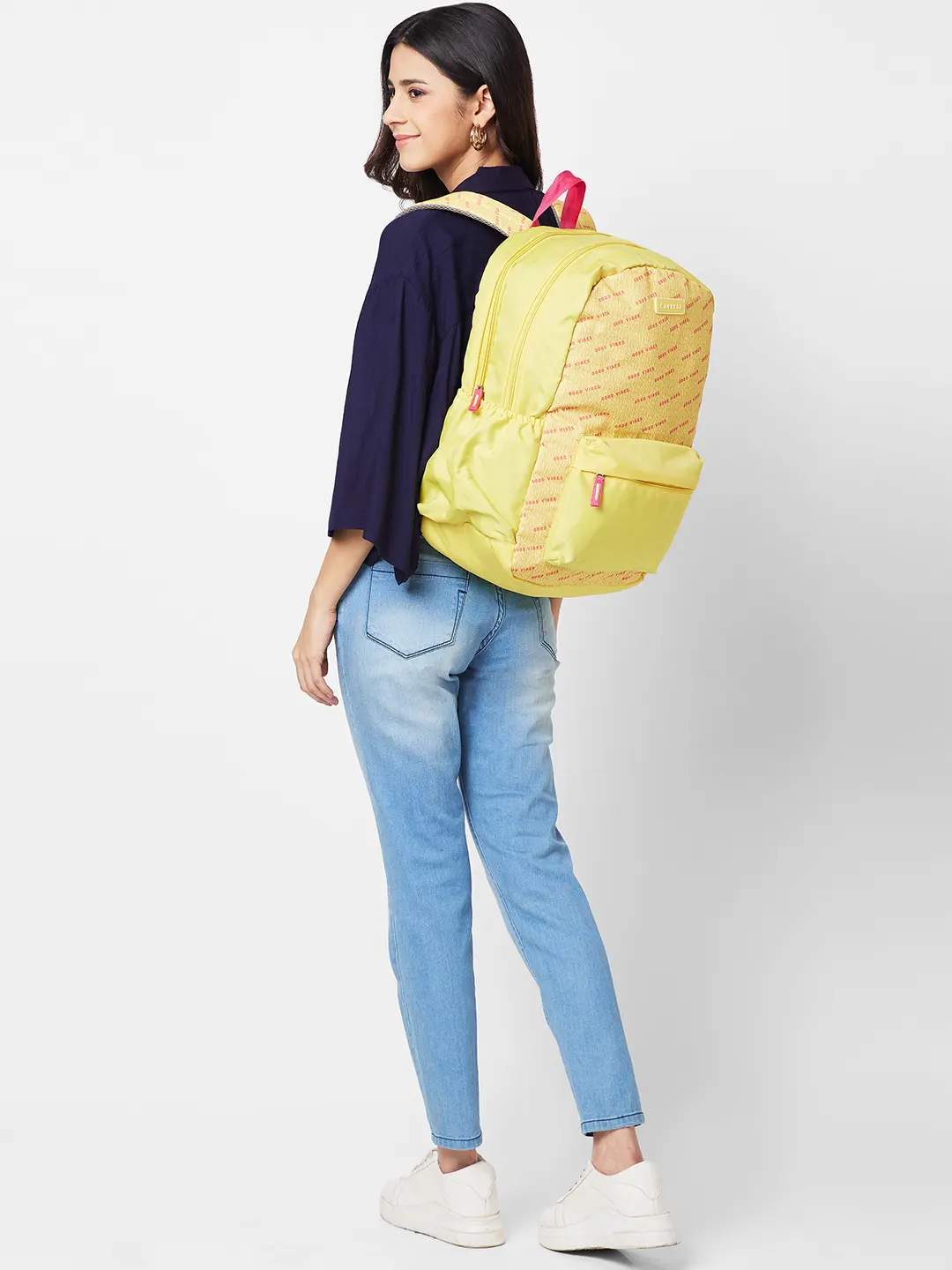 Caprese Zoe X-Large Yellow Laptop Backpack - Image 12