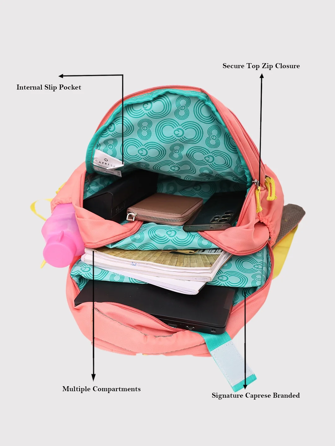 Caprese Zoe Large Peach Backpack - Image 9