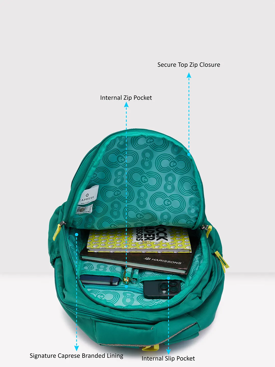 Caprese Zoe Large Sage Green School Backpack - Image 12