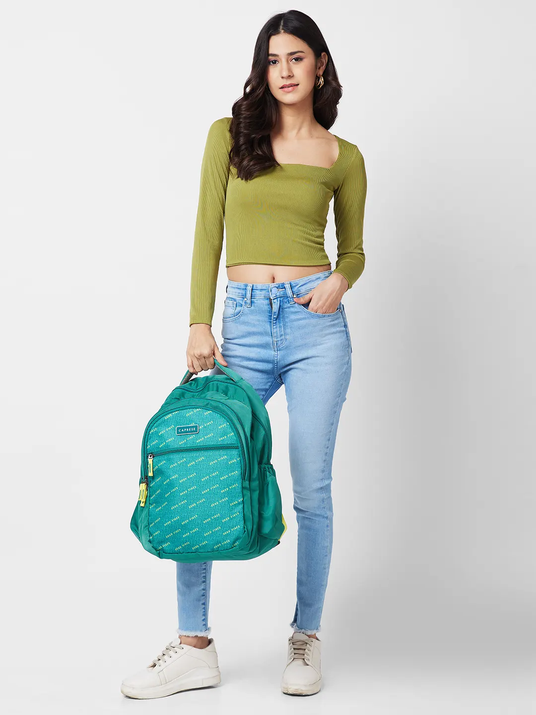 Caprese Zoe Large Sage Green School Backpack - Image 2