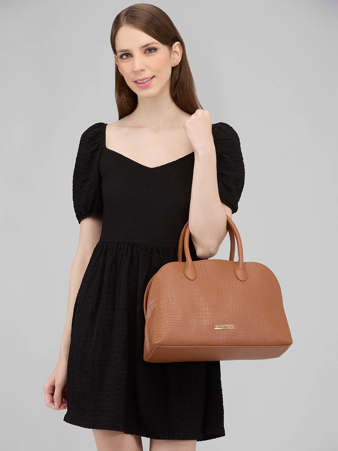 Caprese Zoia Medium Dark Brown Satchel Bag - Image 2
