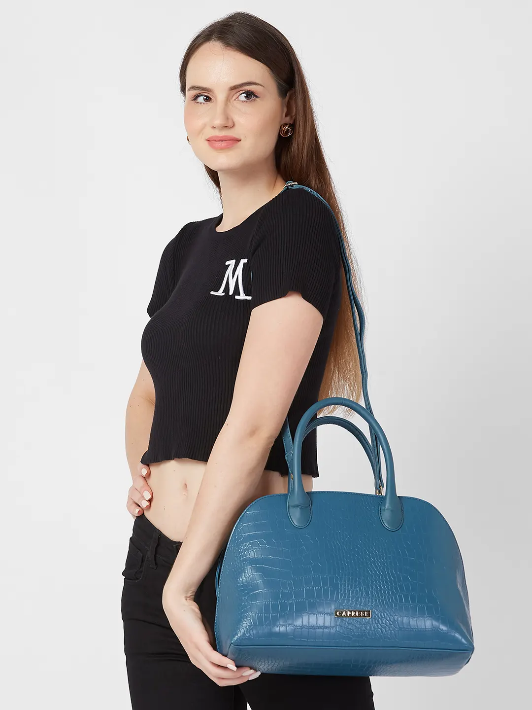 Caprese Zoia Medium Dark Teal Satchel Bag - Image 2