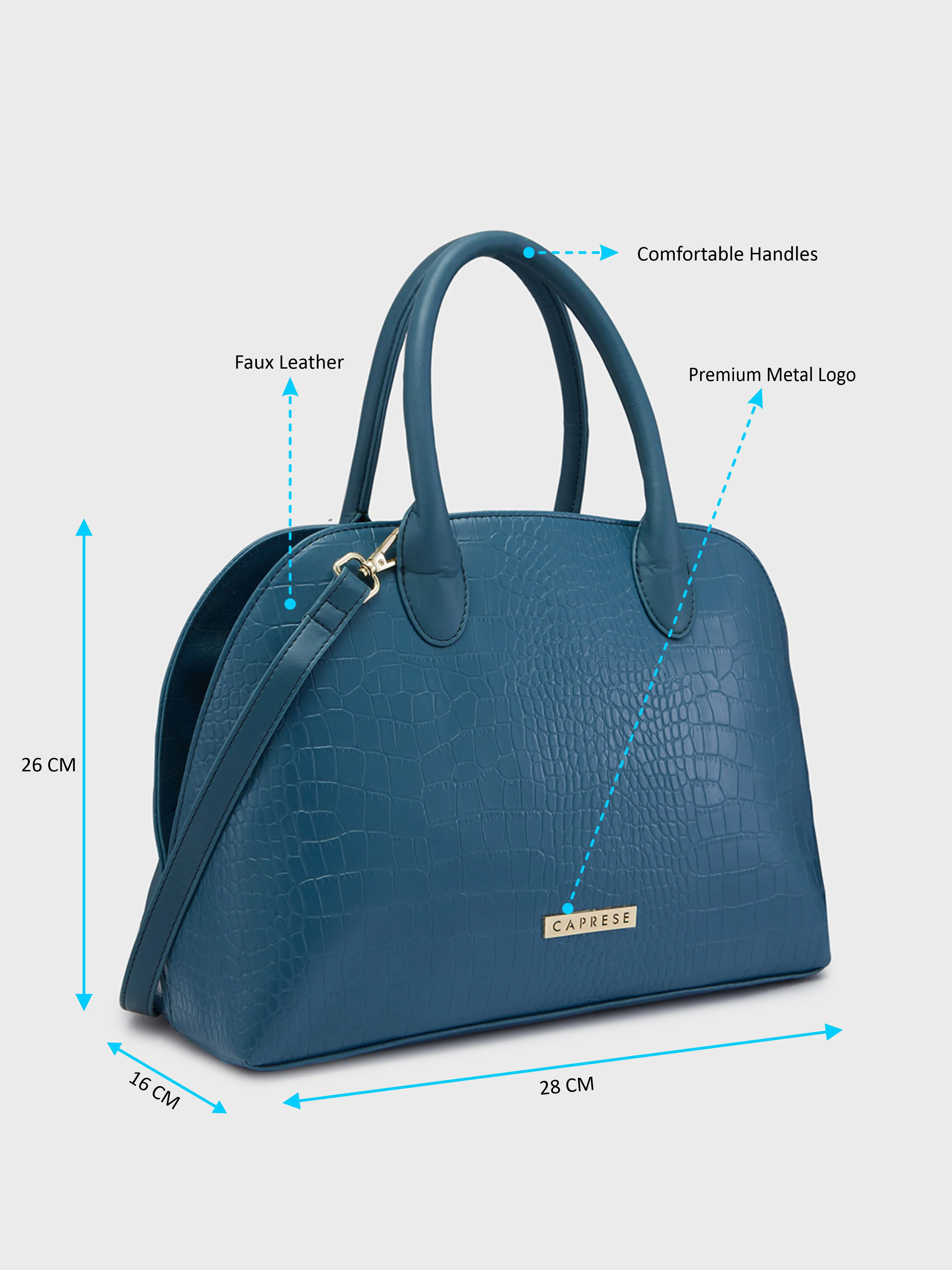 Caprese Zoia Medium Dark Teal Satchel Bag - Image 8