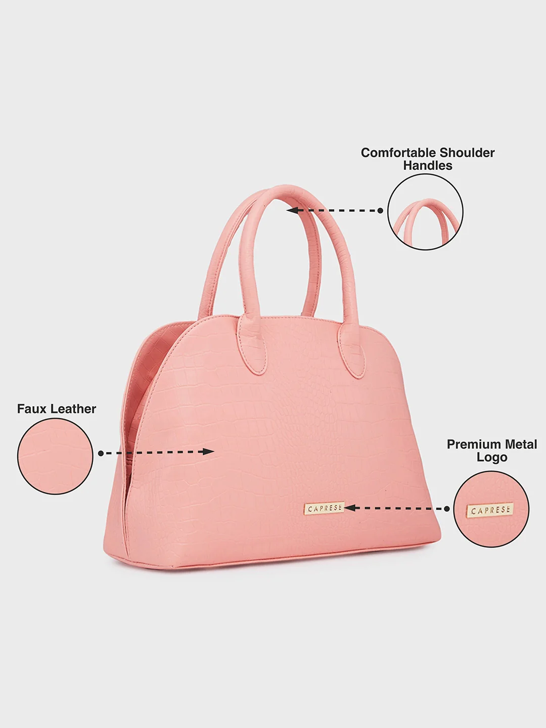 Caprese Zoia Medium Salmon Satchel Bag - Image 13