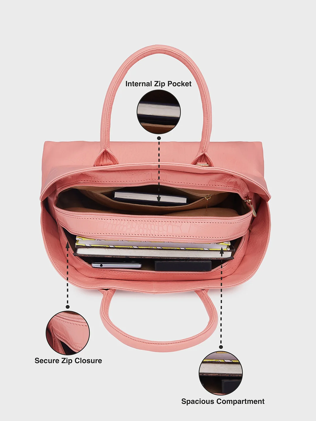 Caprese Zoia Medium Salmon Satchel Bag - Image 2