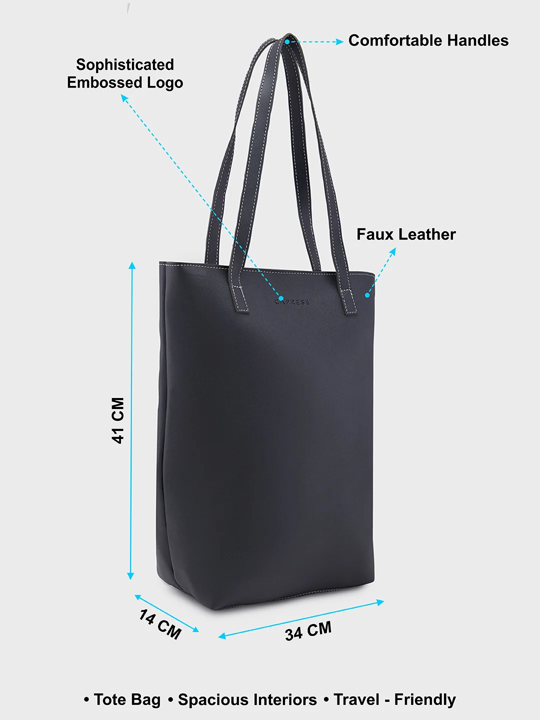 Caprese Zyla Large Black Tote Bag - Image 6