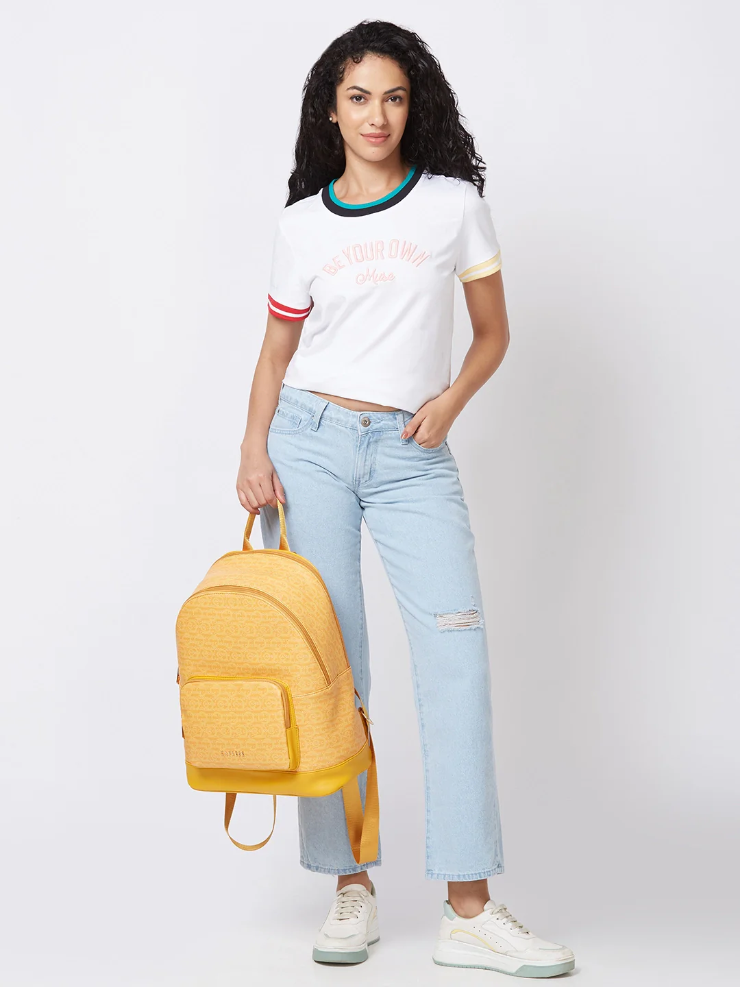 Caprese Cleo Large Yellow Laptop Backpack - Image 11