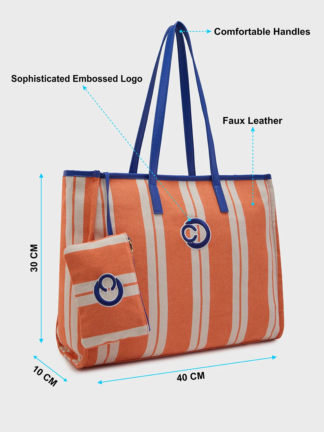 Caprese Dixie Large Orange Tote Bag - Image 7