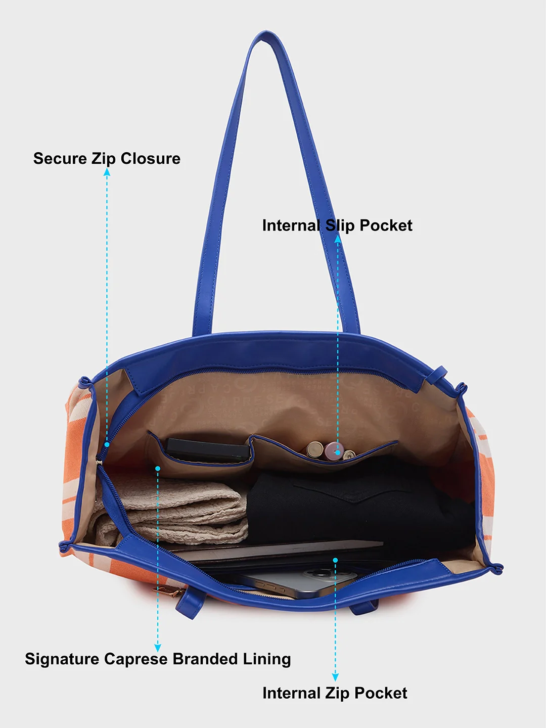 Caprese Dixie Large Orange Tote Bag - Image 8