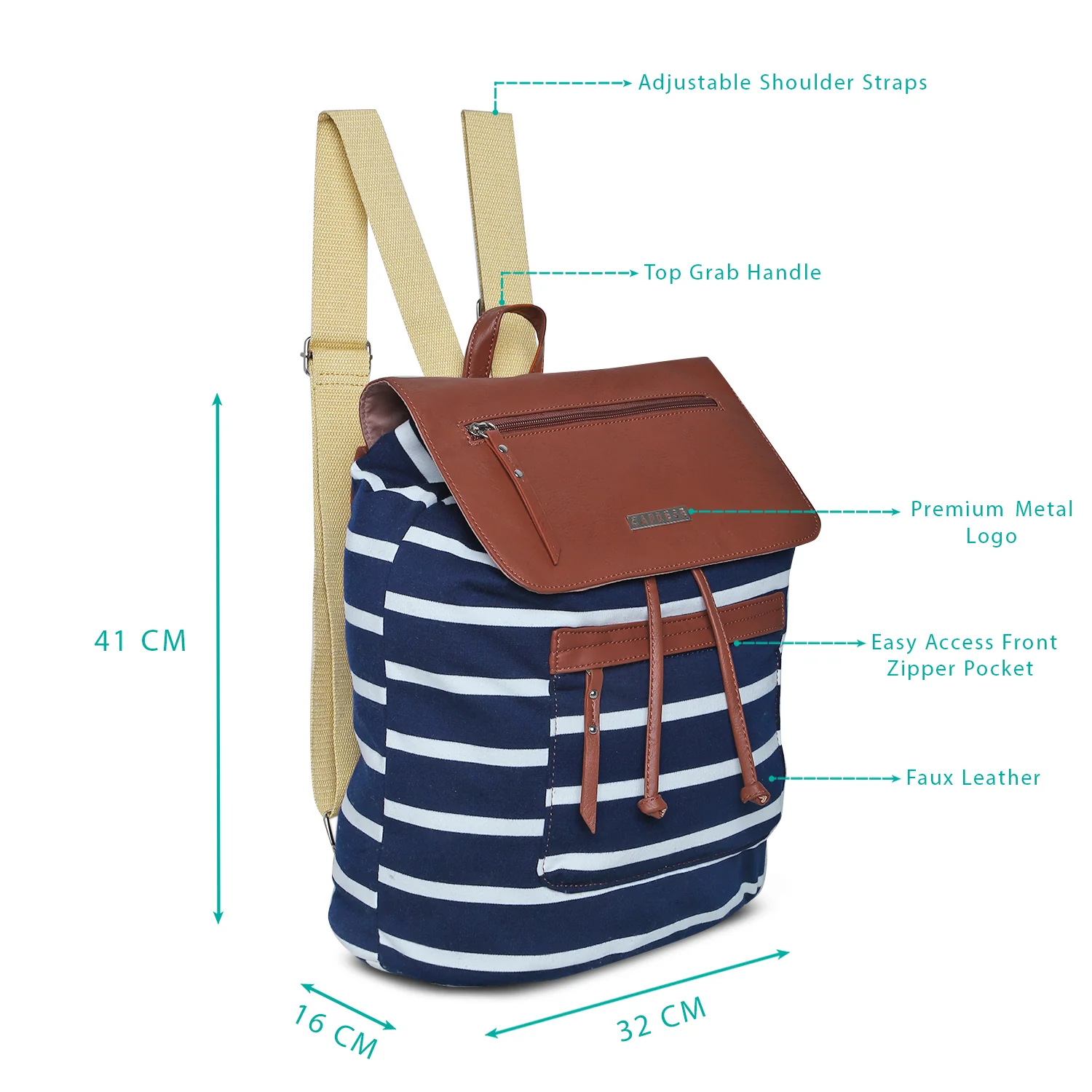 Caprese London Medium Navy Saddle Backpack - Image 7