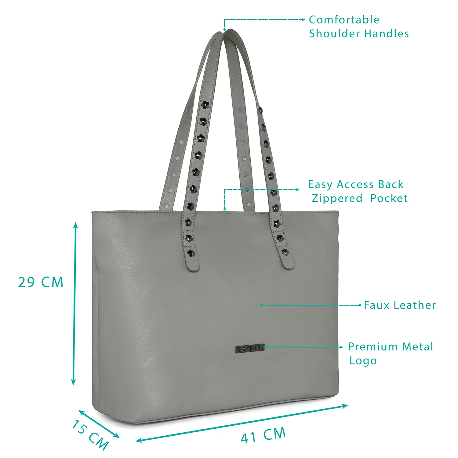 Caprese Merona Large Grey Tote Bag - Image 3