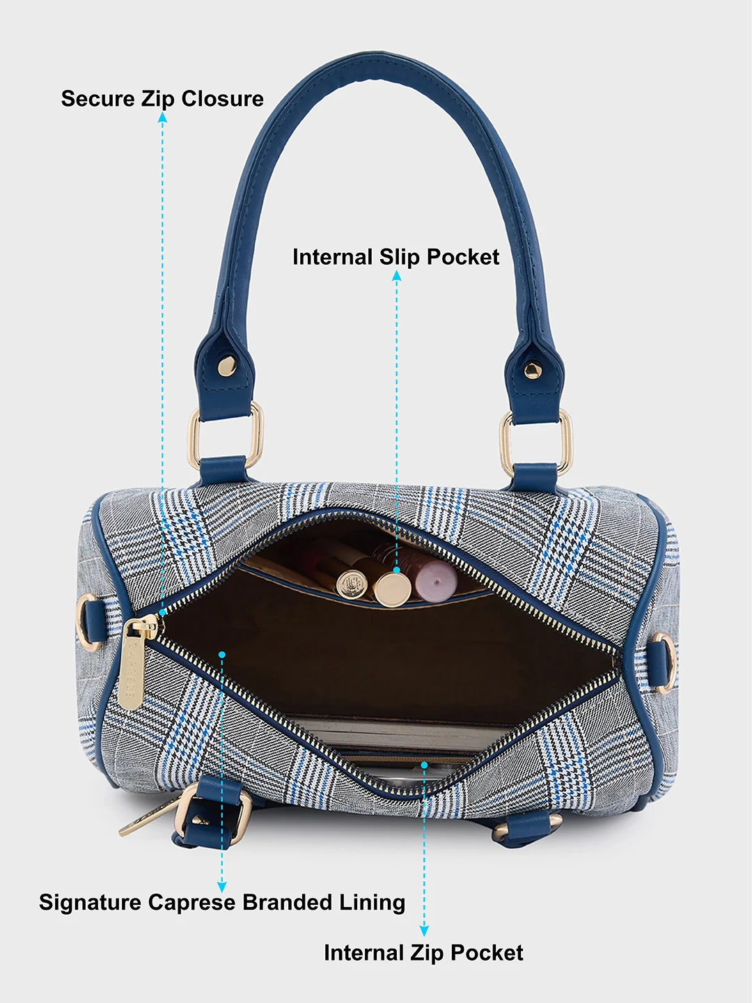 Caprese Remi Medium Navy Satchel Bag - Image 8