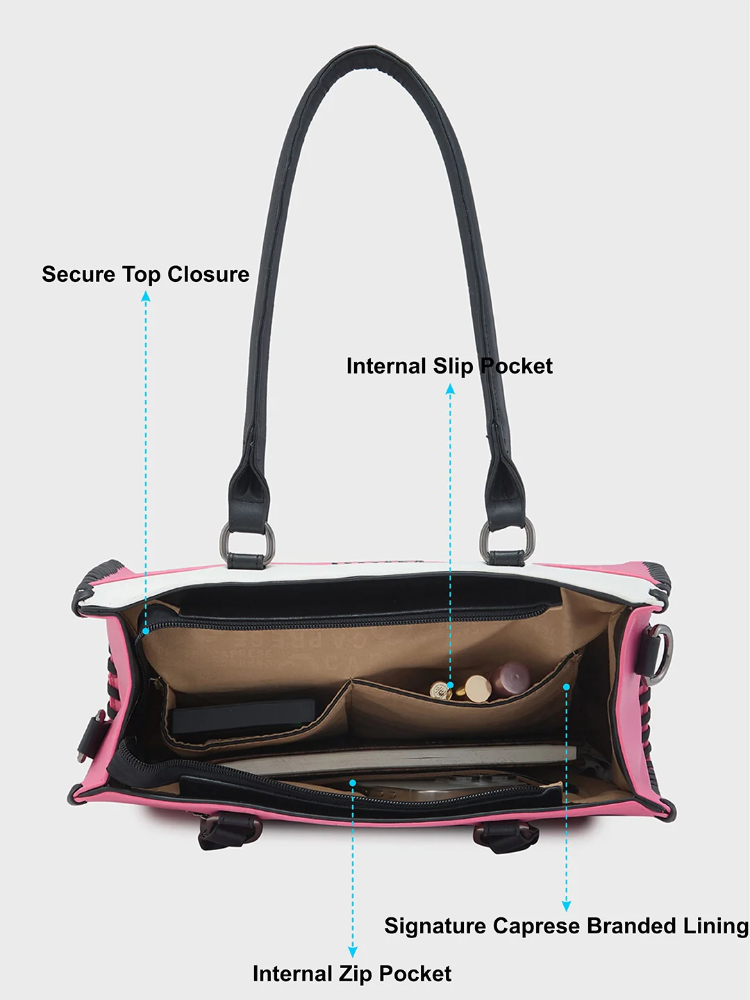 Caprese Rome Medium Flamingo Satchel Bag - Image 7
