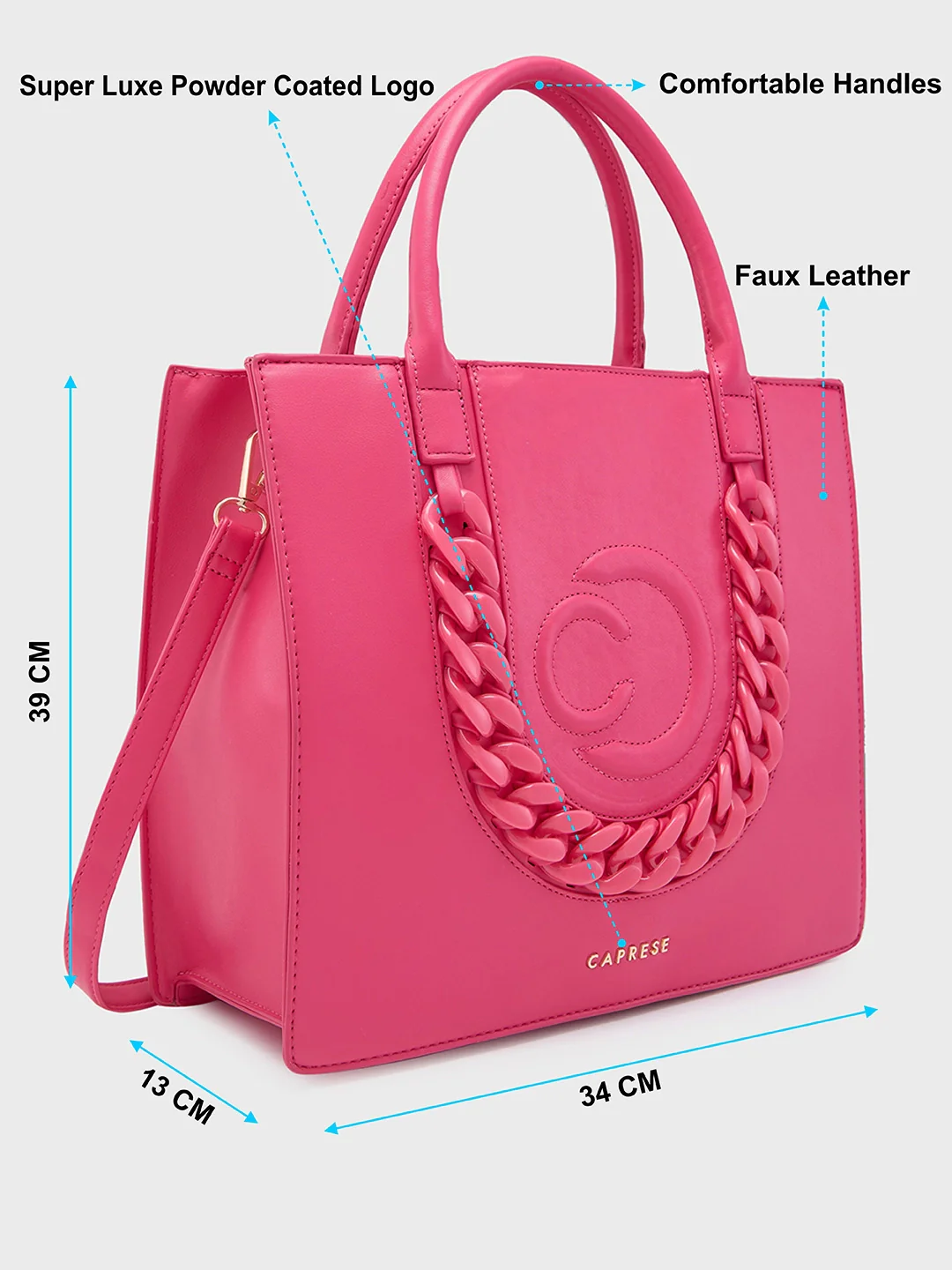 Caprese Roxana Medium Pink Tote Bag - Image 7