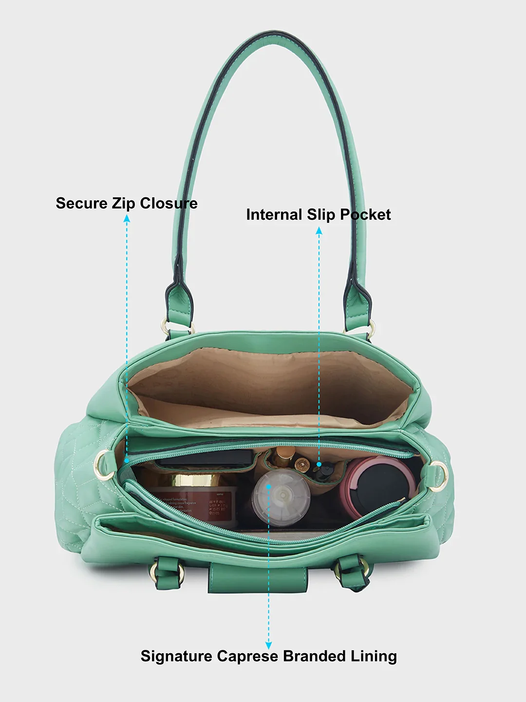 Caprese Sabrina Medium Mint Satchel Bag - Image 7