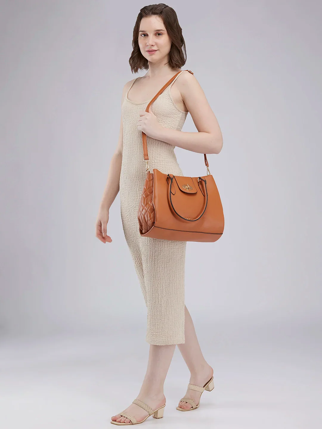 Caprese Sabrina Medium Tan Satchel Bag - Image 2
