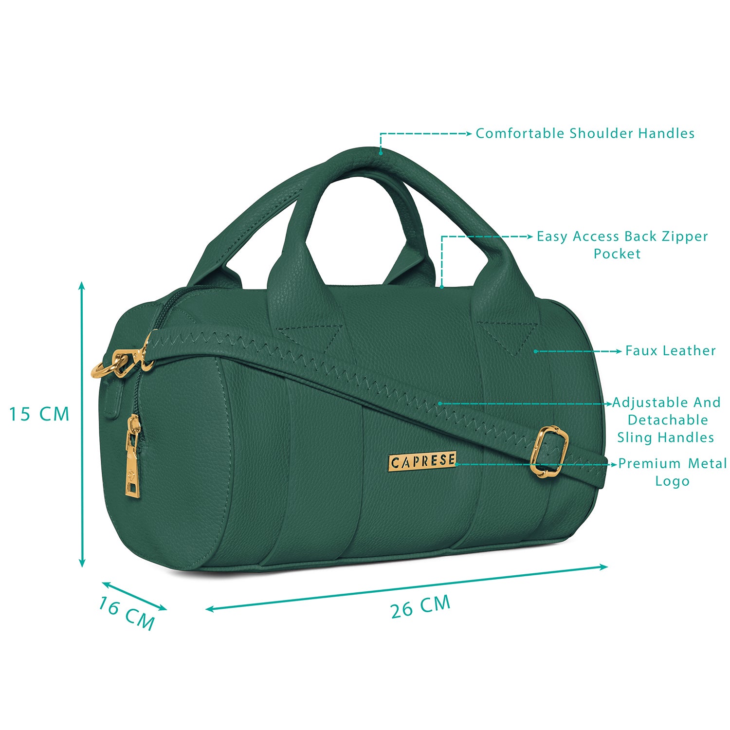 Caprese Teresa Small Bottle Green Satchel Bag - Image 3